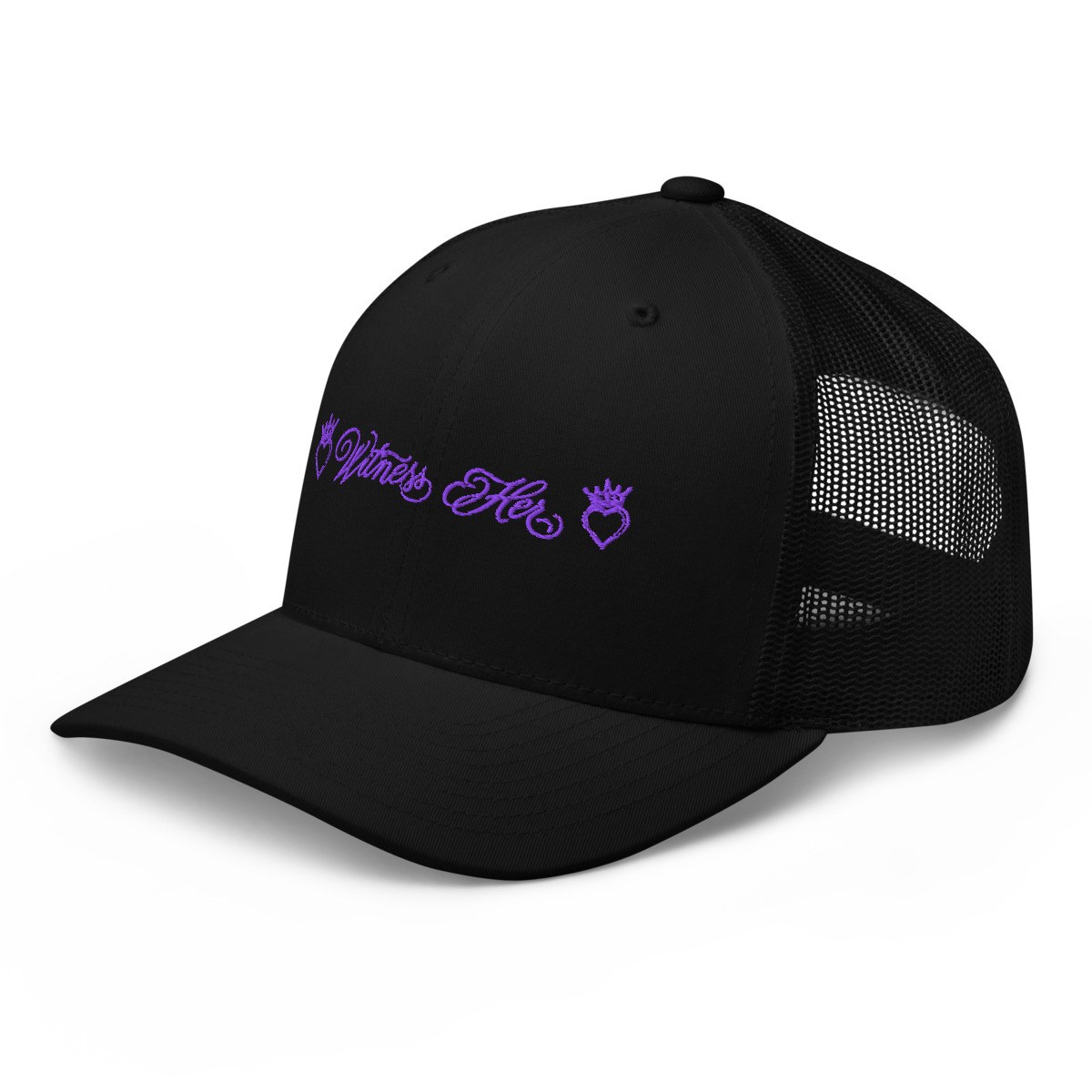 Witness Her — Retro Trucker Hat (Black) — Black
