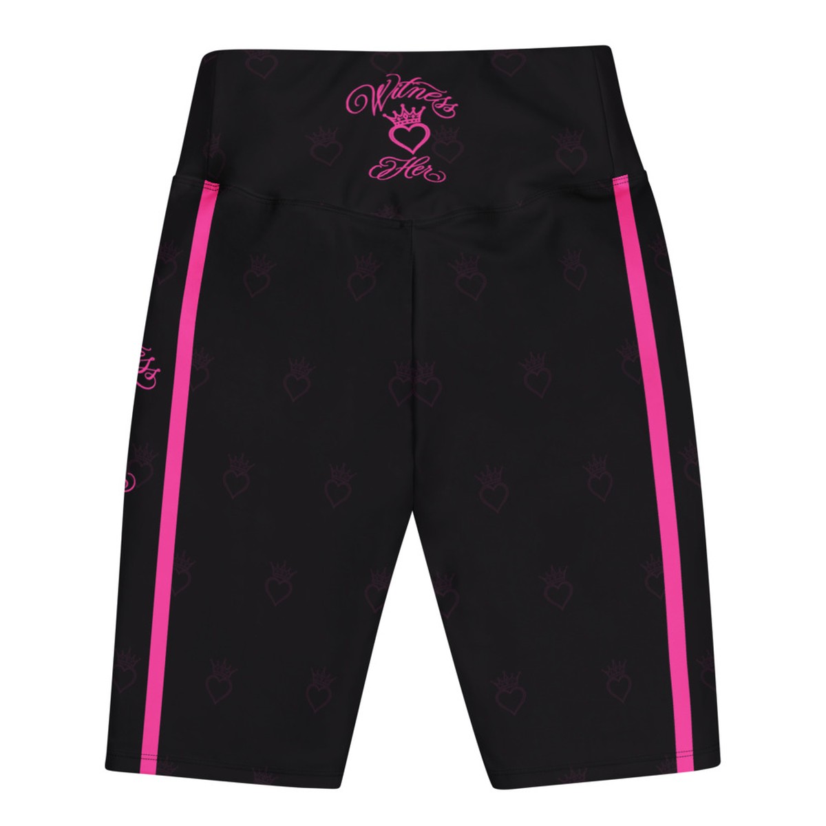 Witness Her Running Biker Shorts — Black / Neon Pink