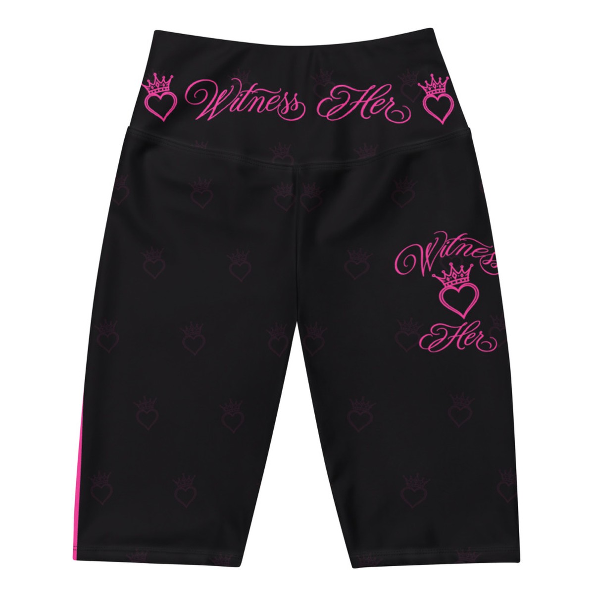 Witness Her Running Biker Shorts — Black / Neon Pink