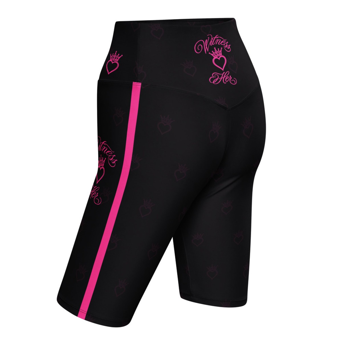 Witness Her Running Biker Shorts — Black / Neon Pink