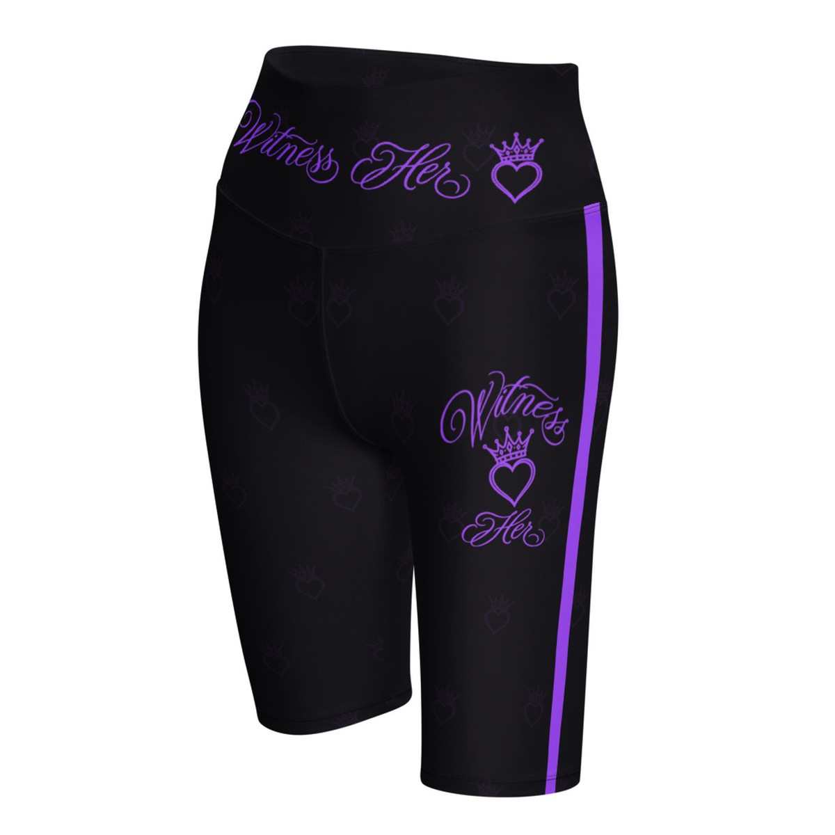 Witness Her Running Biker Shorts — Black / Purple