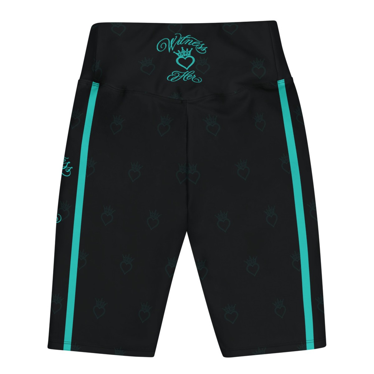 Witness Her Running Biker Shorts — Black / Teal