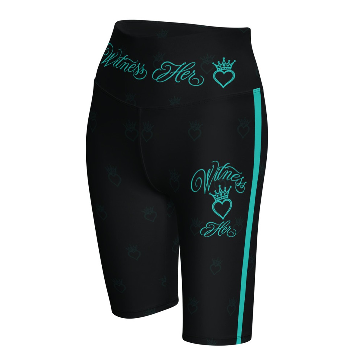 Witness Her Running Biker Shorts — Black / Teal