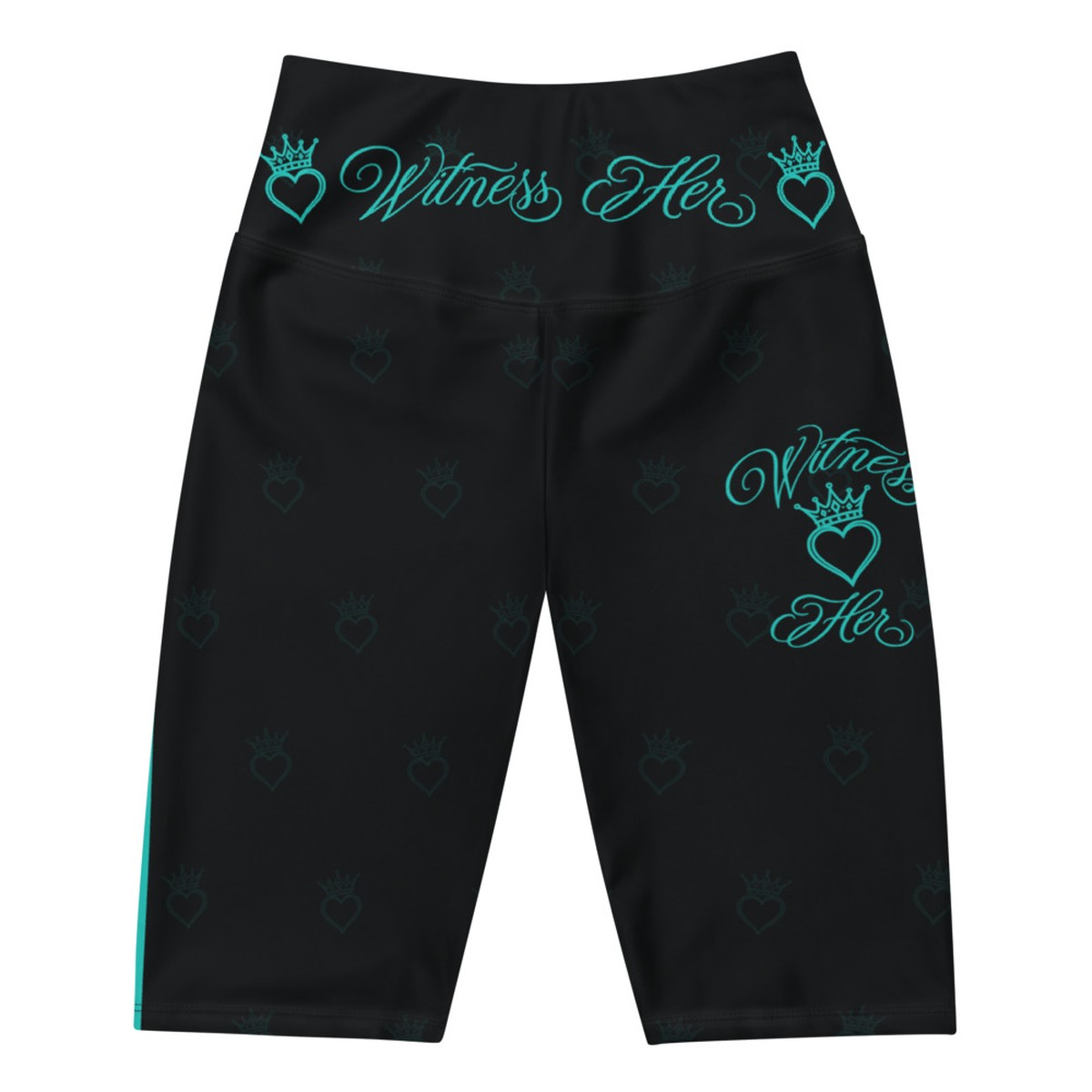 Witness Her Running Biker Shorts — Black / Teal