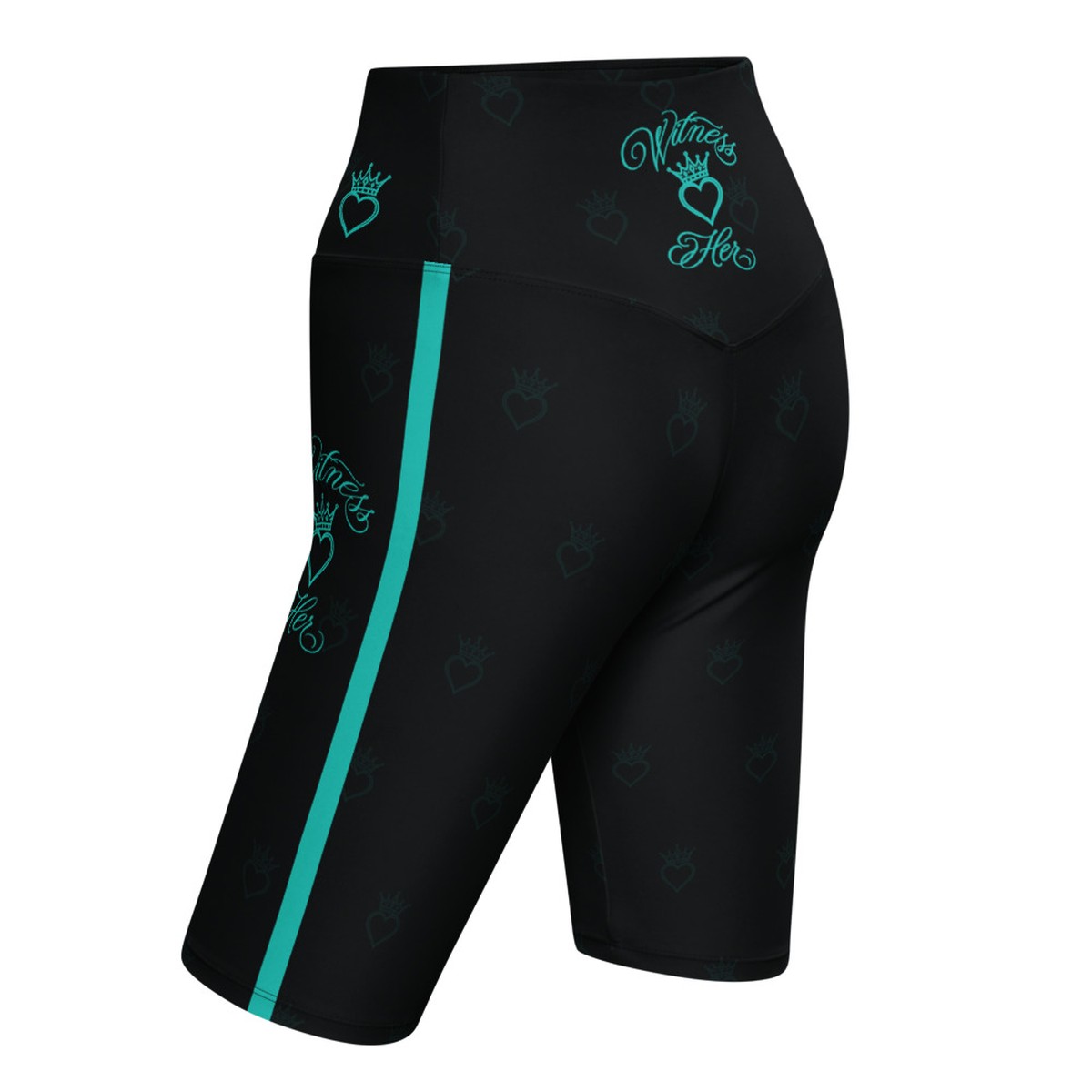 Witness Her Running Biker Shorts — Black / Teal