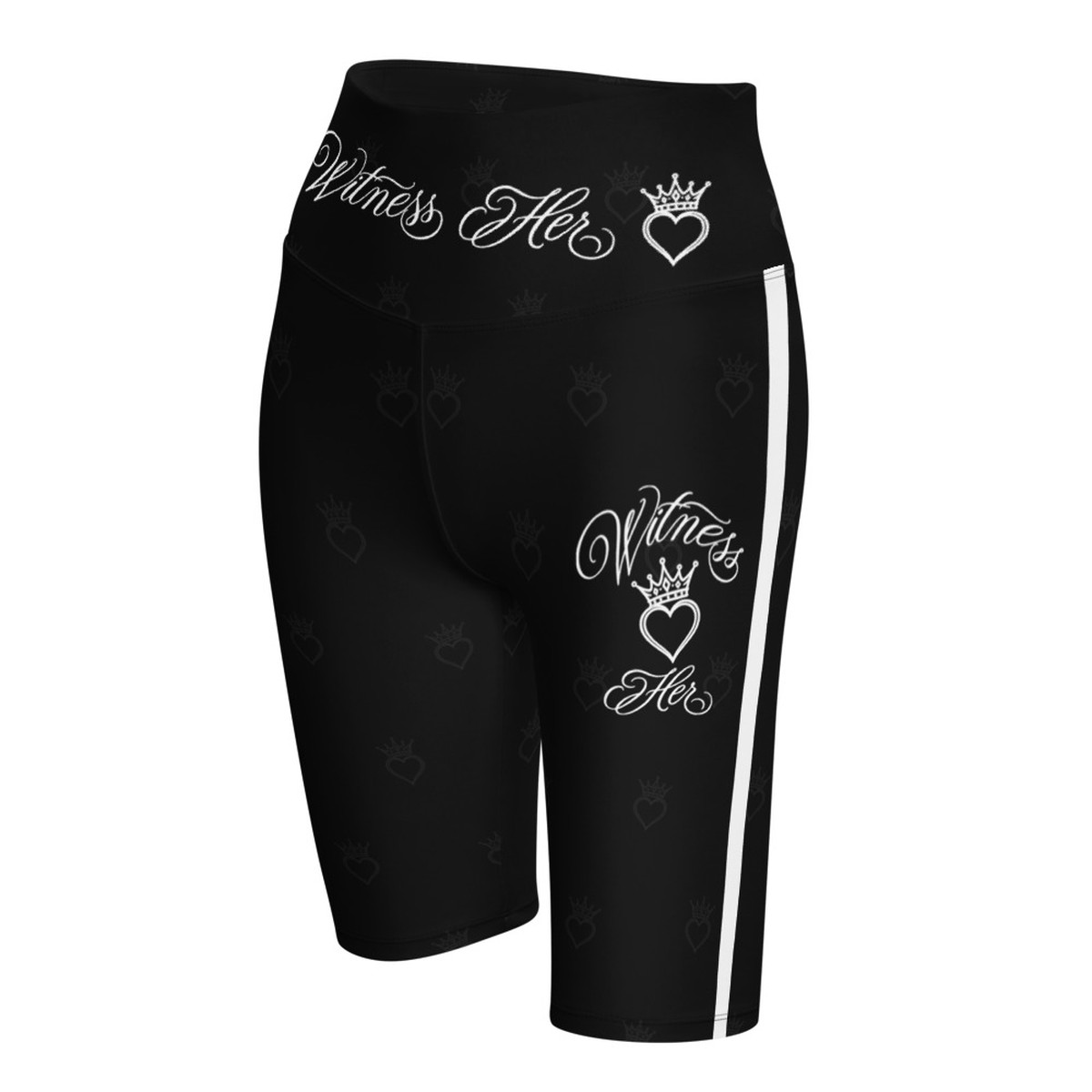 Witness Her Running Biker Shorts — Black / White