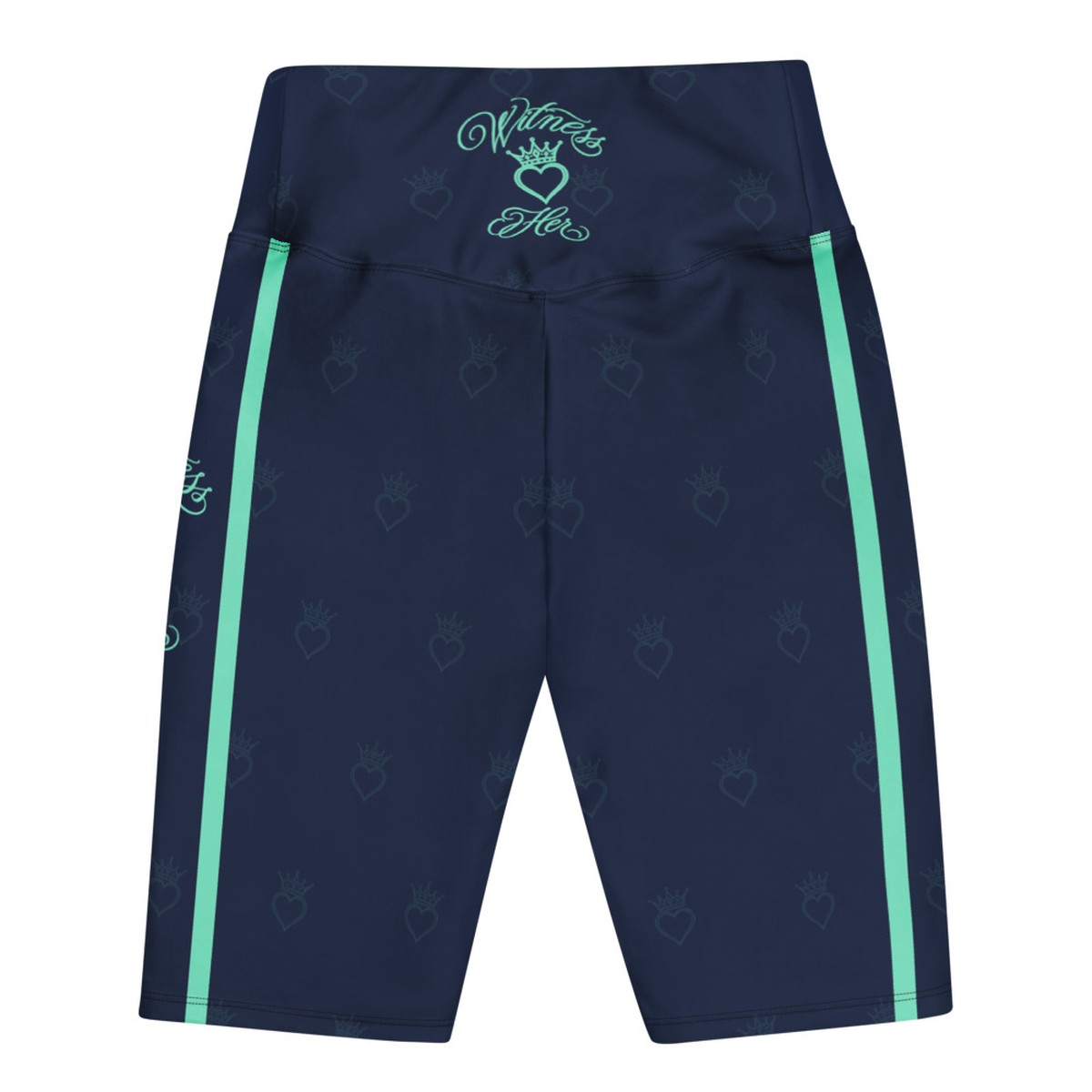 Witness Her Running Biker Shorts — Navy / Mint