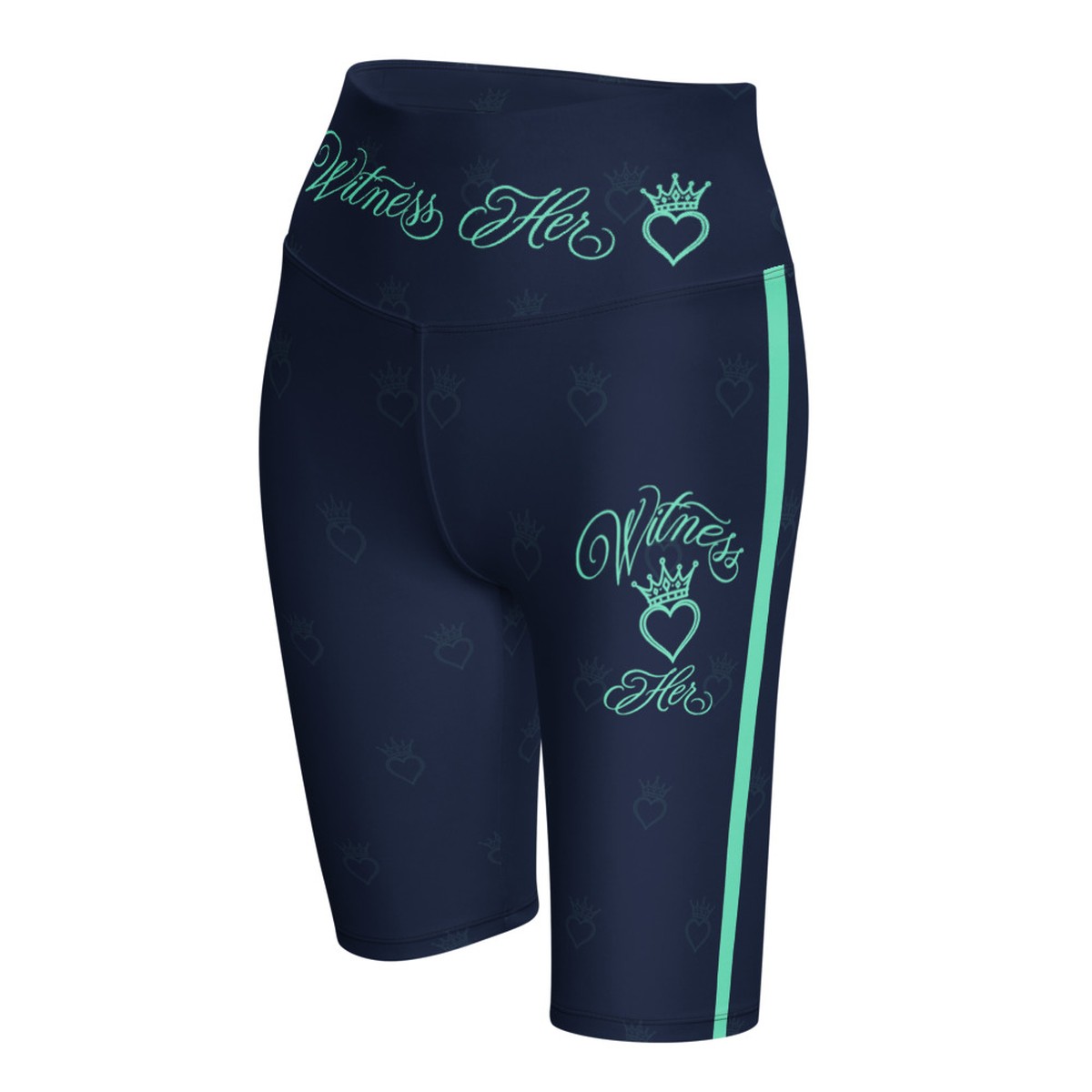 Witness Her Running Biker Shorts — Navy / Mint