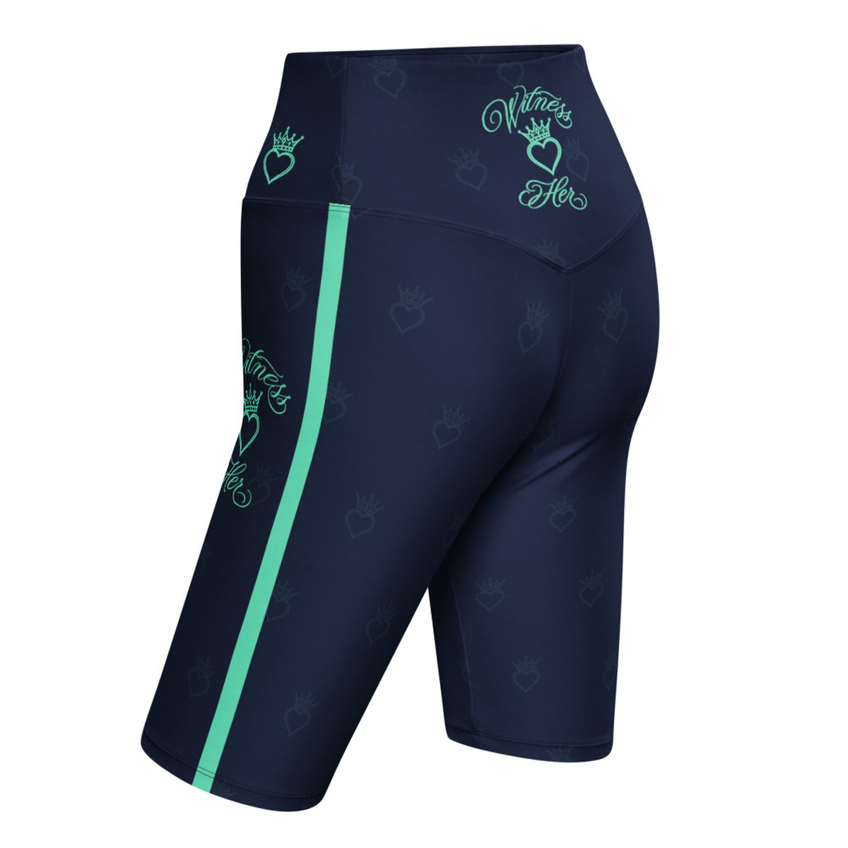 Witness Her Running Biker Shorts — Navy / Mint