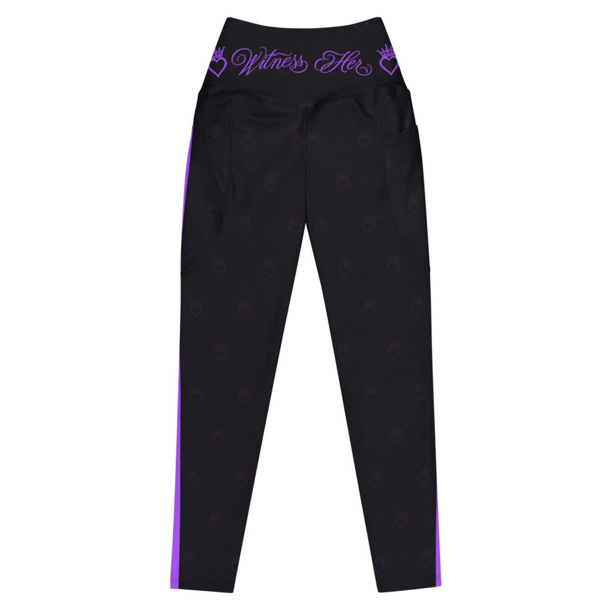 Witness Her Running Leggings with Pockets — Black / Purple
