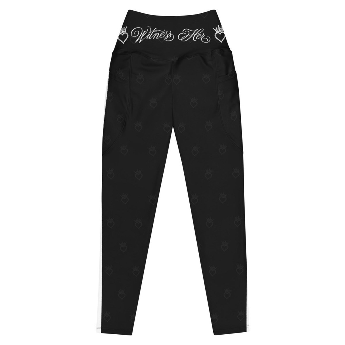 Witness Her Running Leggings with Pockets — Black / White