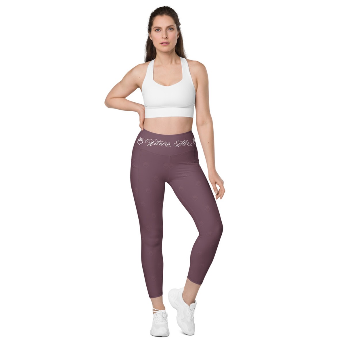 Witness Her Running Leggings with Pockets — Mauve / Rose