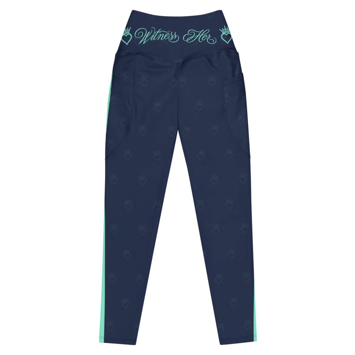 Witness Her Running Leggings with Pockets — Navy / Mint