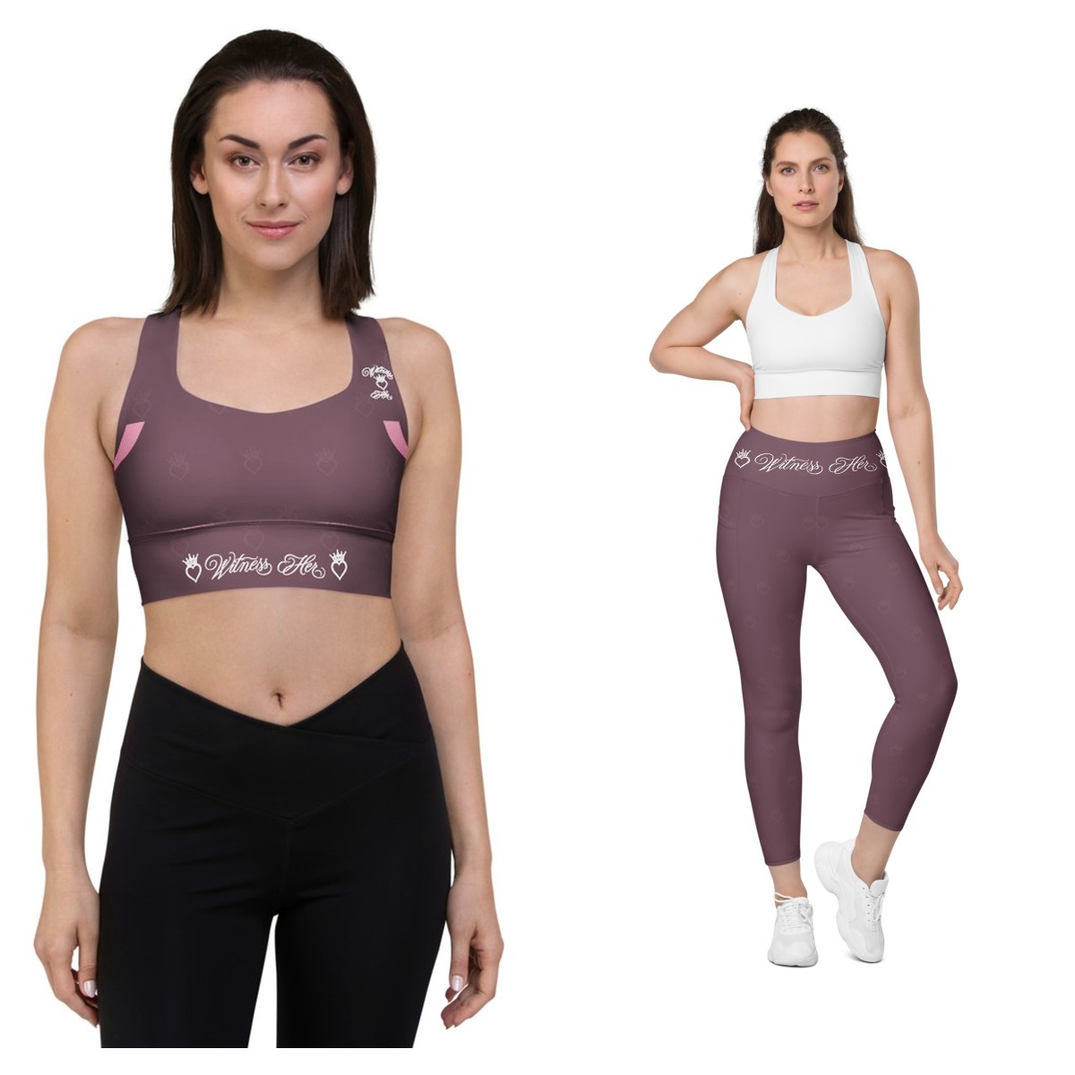 Witness Her Running Set — Sports Bra + Leggings — Mauve / Rose