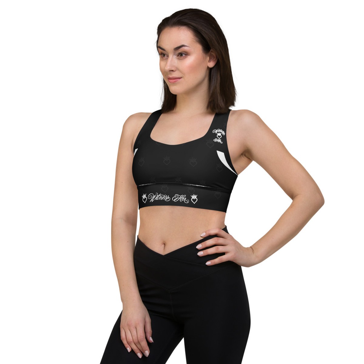 Witness Her Running Longline Sports Bra — Black / White