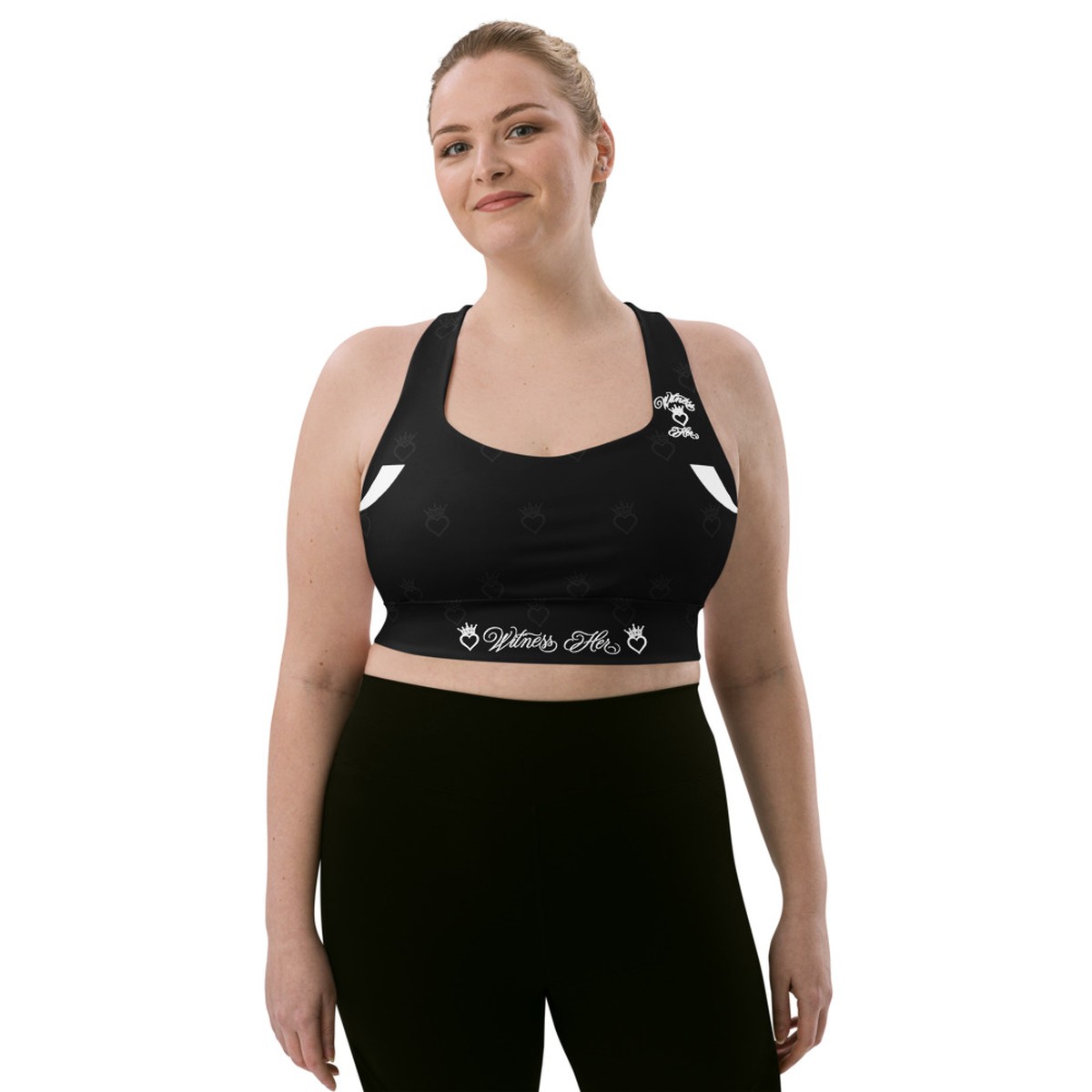 Witness Her Running Longline Sports Bra — Black / White