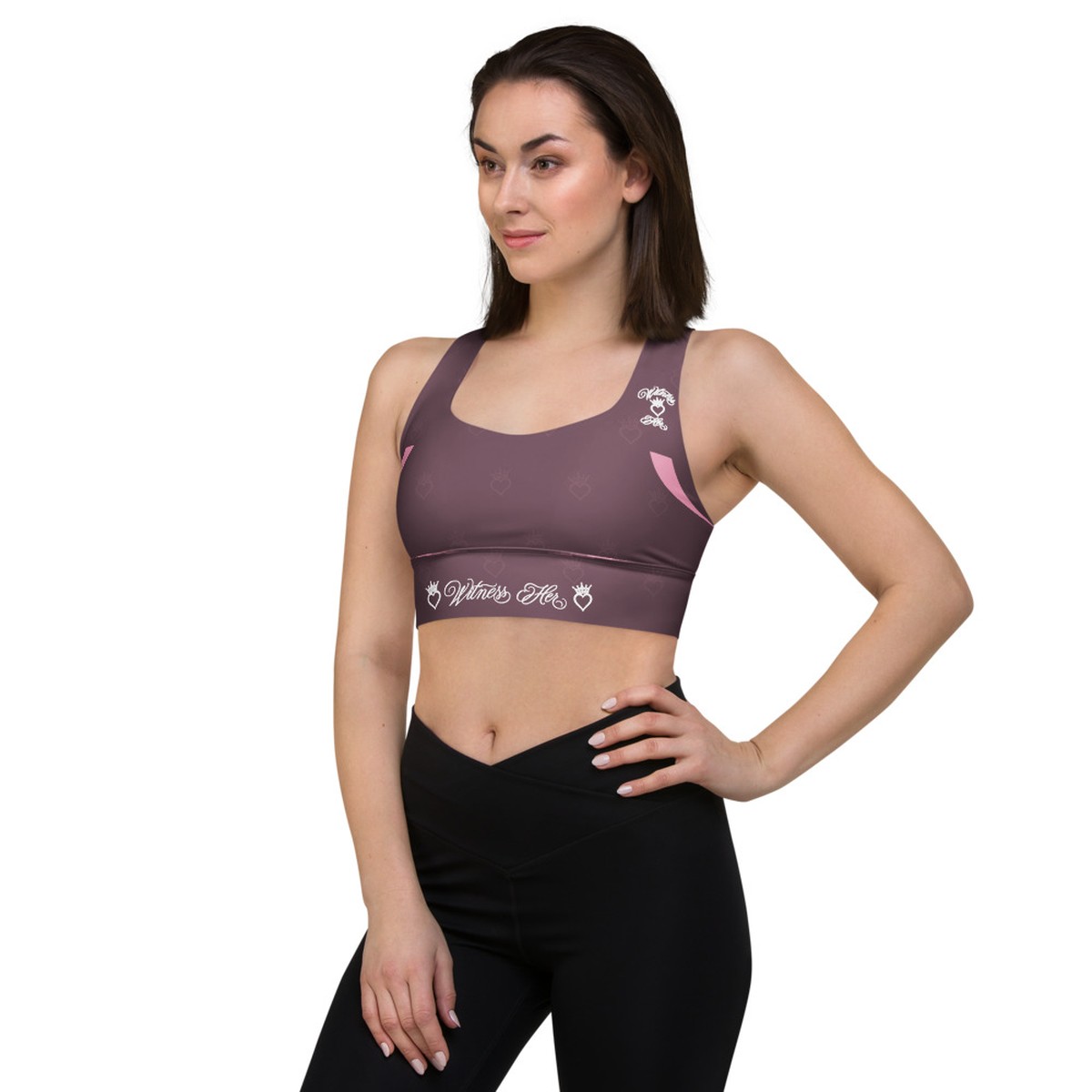 Witness Her Running Longline Sports Bra — Mauve / Rose