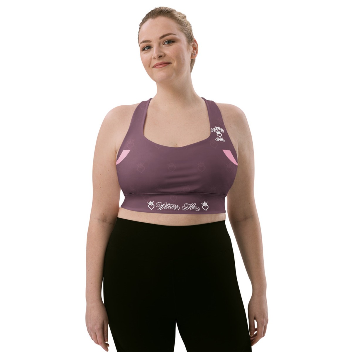 Witness Her Running Longline Sports Bra — Mauve / Rose