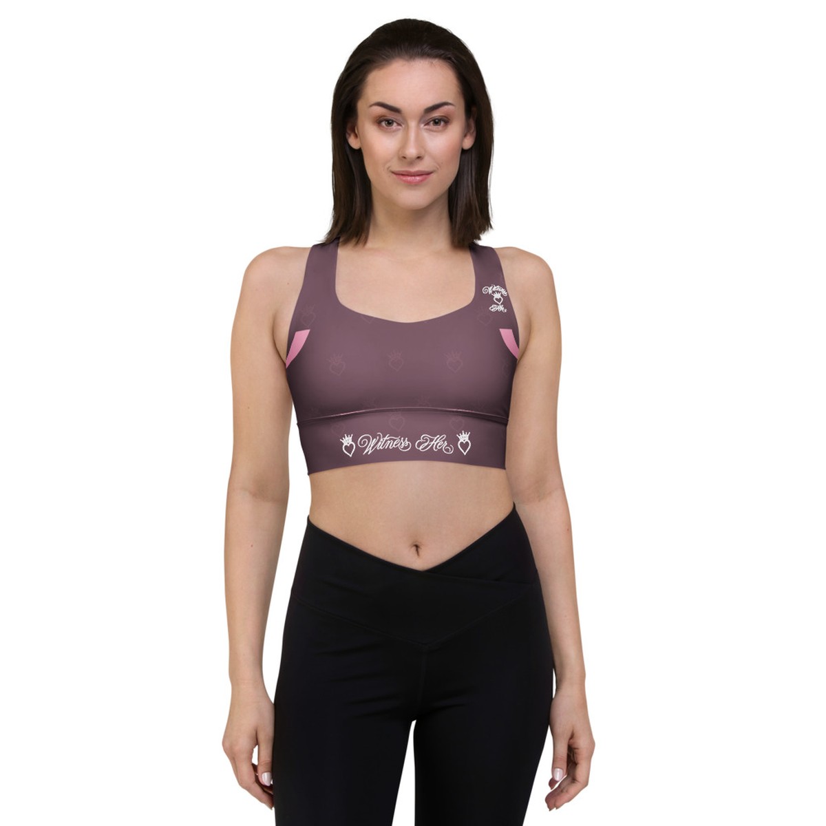 Witness Her Running Longline Sports Bra — Mauve / Rose