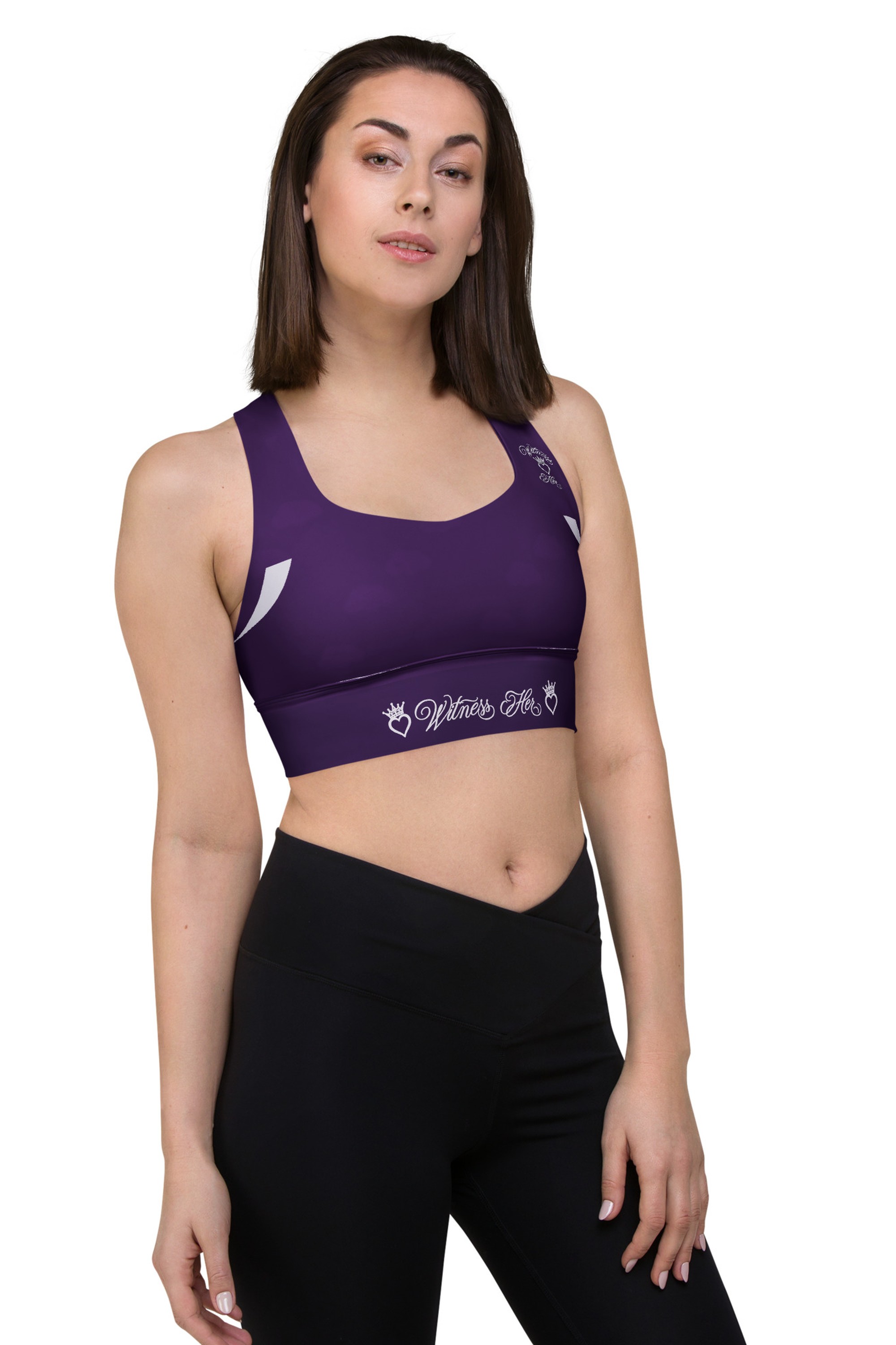 Witness Her Stride Scene Longline Sports Bra — Purple Scene
