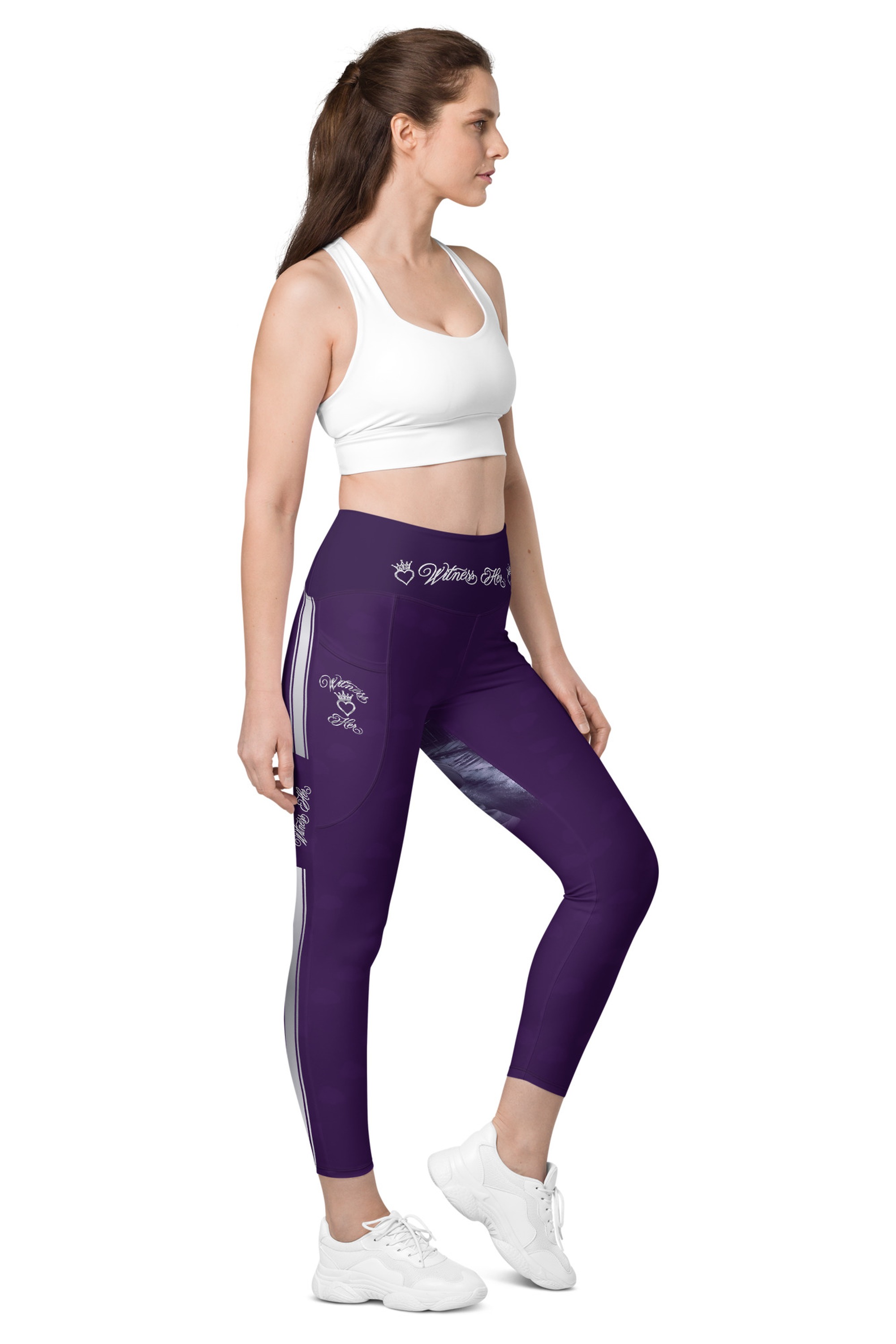 Witness Her Stride Scene Leggings — Purple Scene