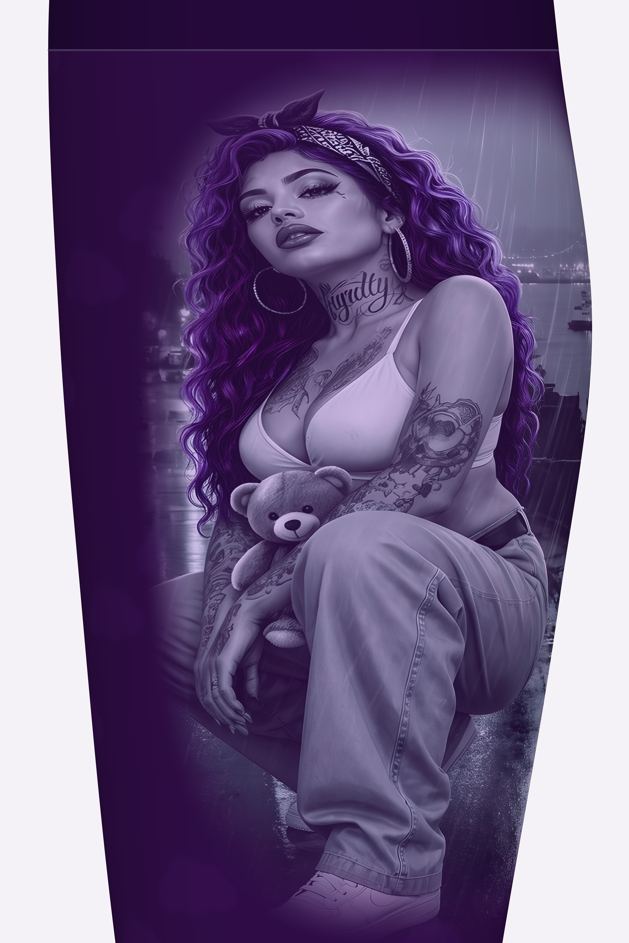Witness Her Stride Scene Leggings — Purple Scene