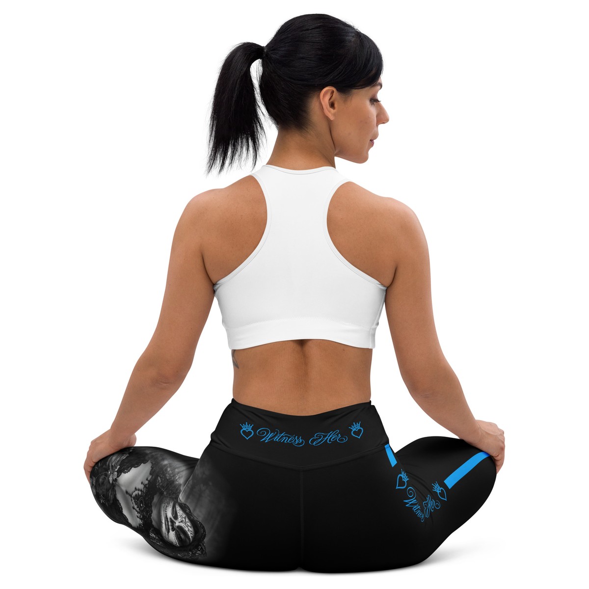 Witness Her Sugar Skull Leggings — Veil (Black) — Black / Blue
