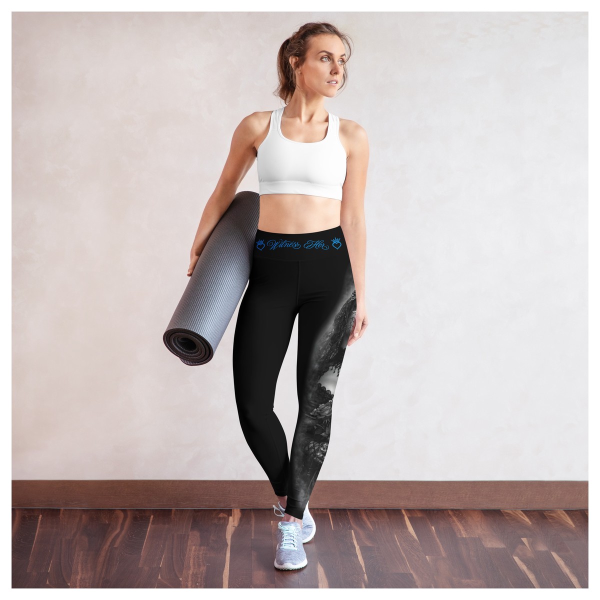Witness Her Sugar Skull Leggings — Veil (Black) — Black / Blue