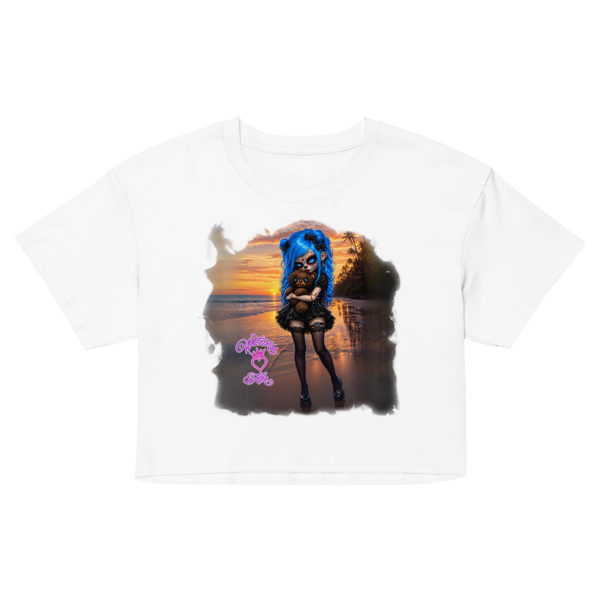 Witness Her — Sugar Skull Women’s Crop Tee — White