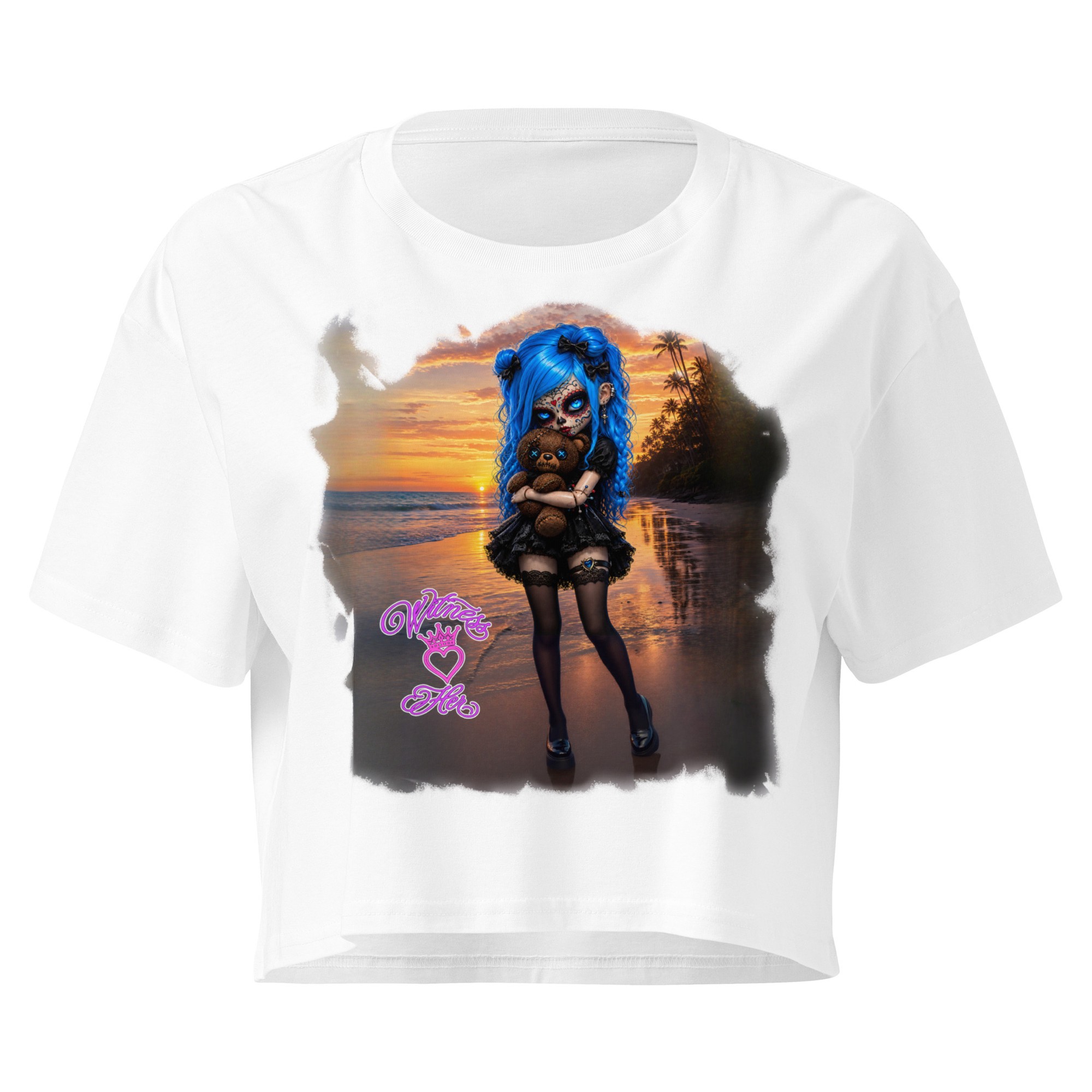 Witness Her — Sugar Skull Women’s Crop Tee — White