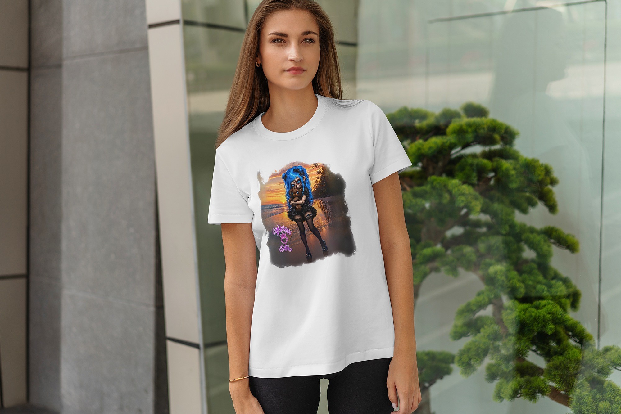 Witness Her — Sugar Skull Women’s Crop Tee — White