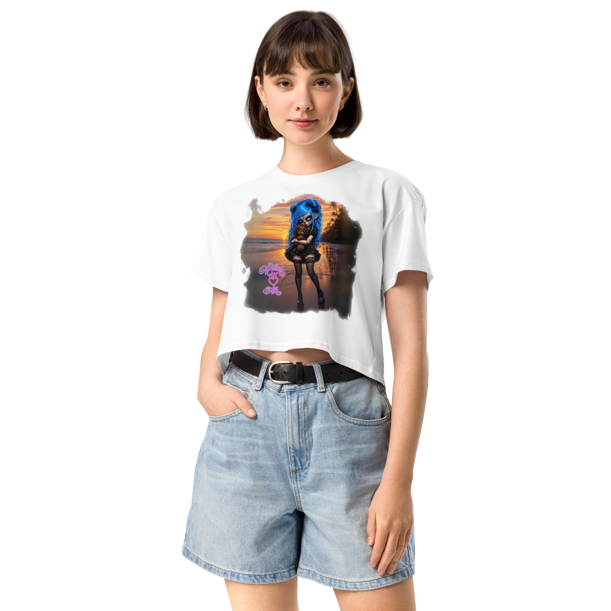 Witness Her — Sugar Skull Women’s Crop Tee — White
