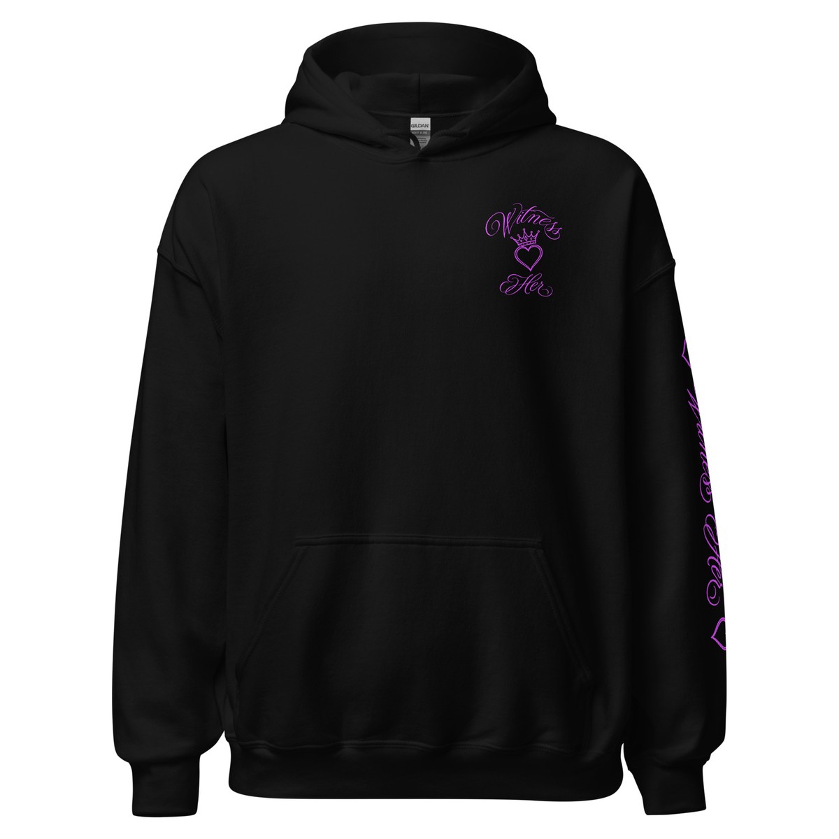 Witness Her — Three Women Sugar Skull Hoodie (Black) — Black / Purple Hair