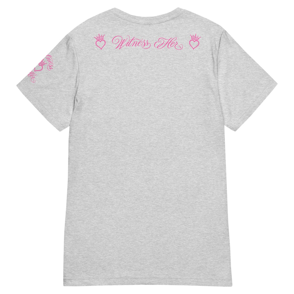 Witness Her — Three Women Women’s Tee (Sport Grey) — Sport Grey / Neon Pink