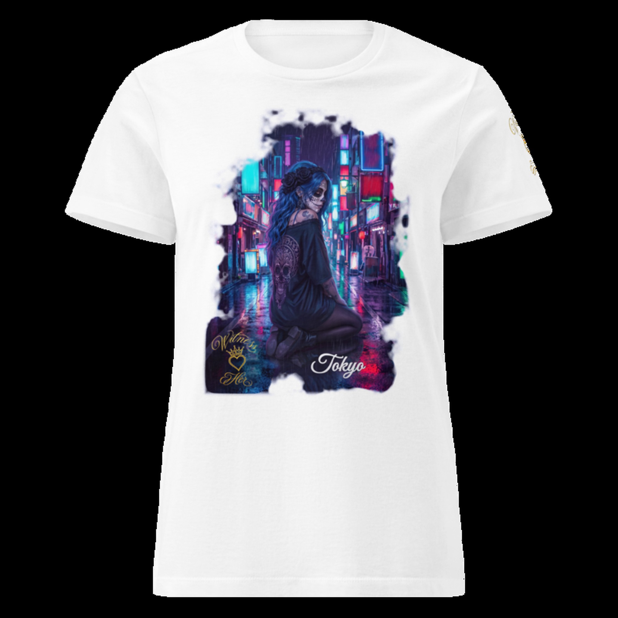 Witness Her — Tokyo Neon Sugar Skull Women’s Tee — White