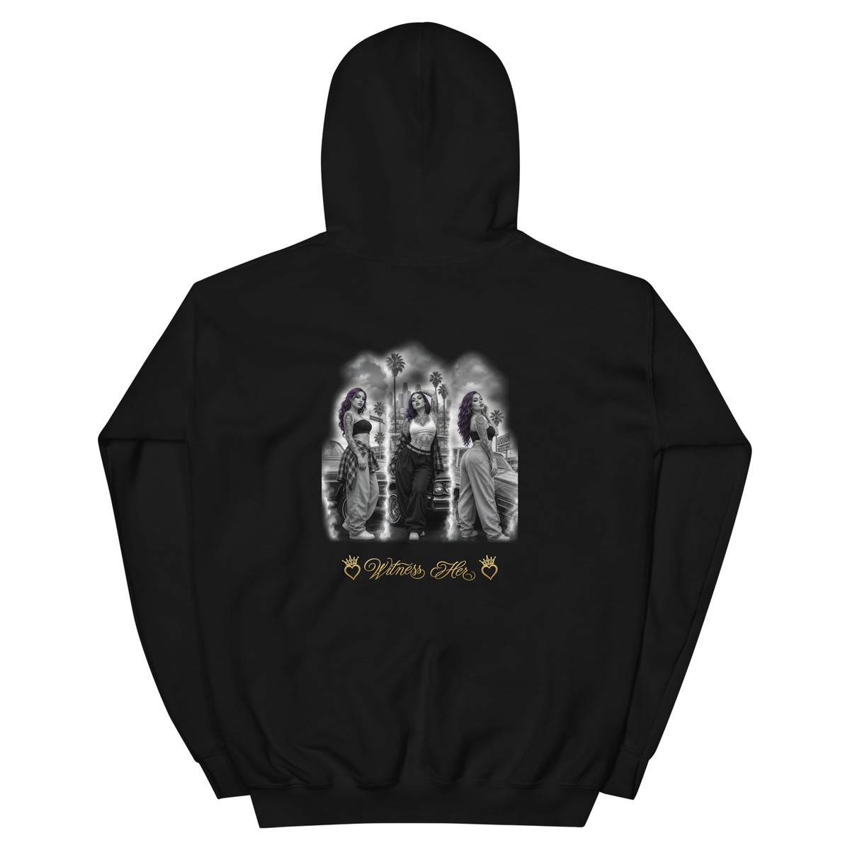 Witness Her — Whittier Hoodie (Black) — Black / Gold