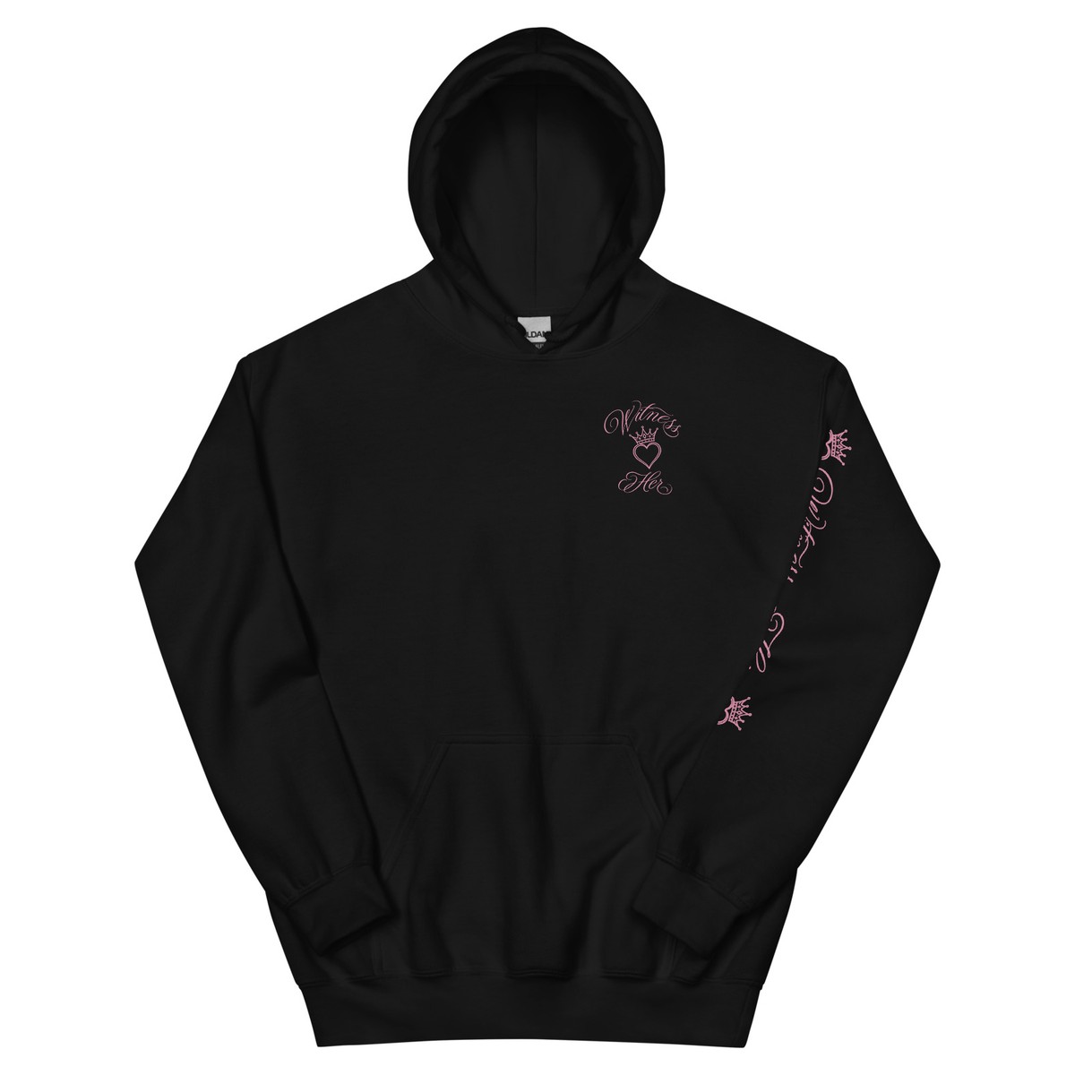 Witness Her — Whittier Hoodie (Black) — Black / Mauve Rose