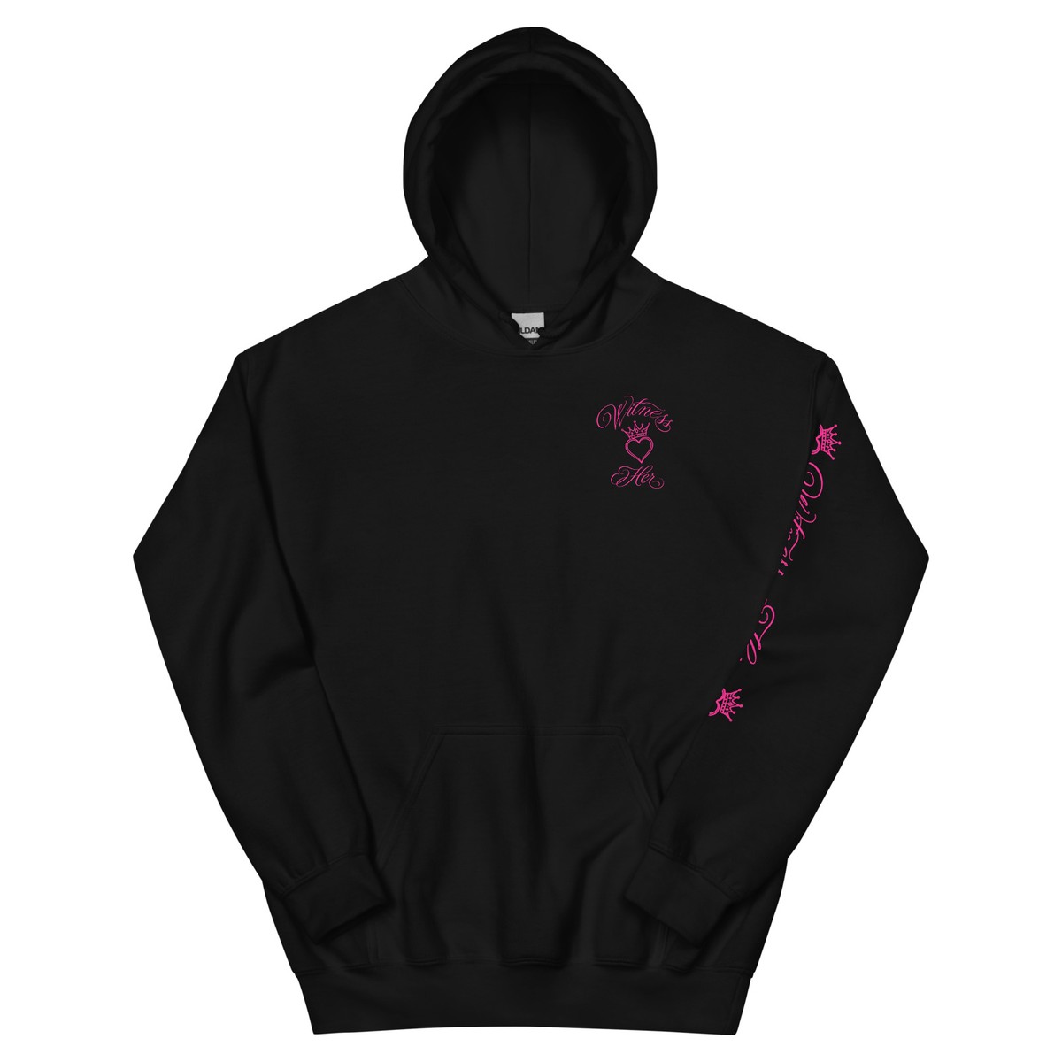 Witness Her — Whittier Hoodie (Black) — Black / Neon Pink