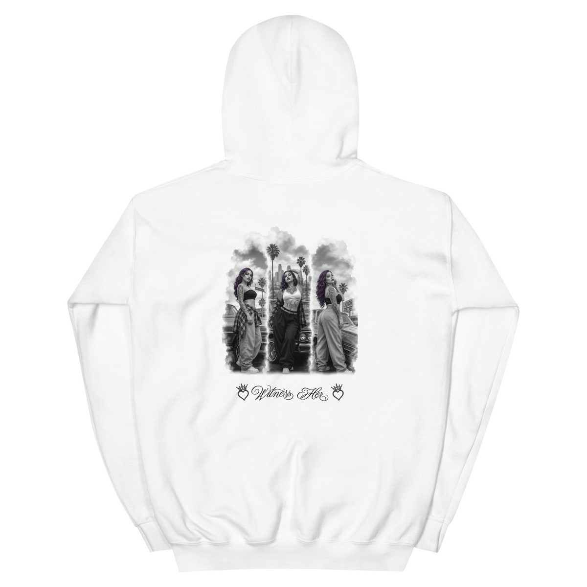 Witness Her — Whittier Hoodie (Black) — White / Blue