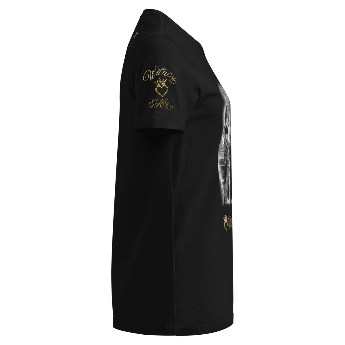 Witness Her — Whittier Women’s Tee (Black) — Black / Gold