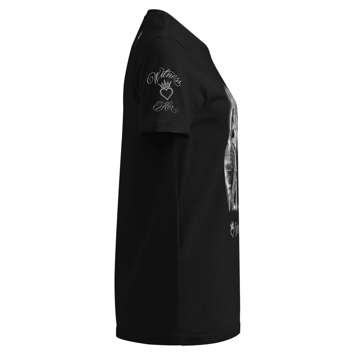 Witness Her — Whittier Women’s Tee (Black) — Black / Silver