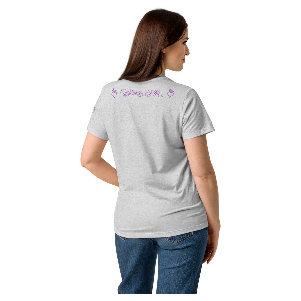 Witness Her — Whittier Women’s Tee (Black) — Sport Grey / Purple